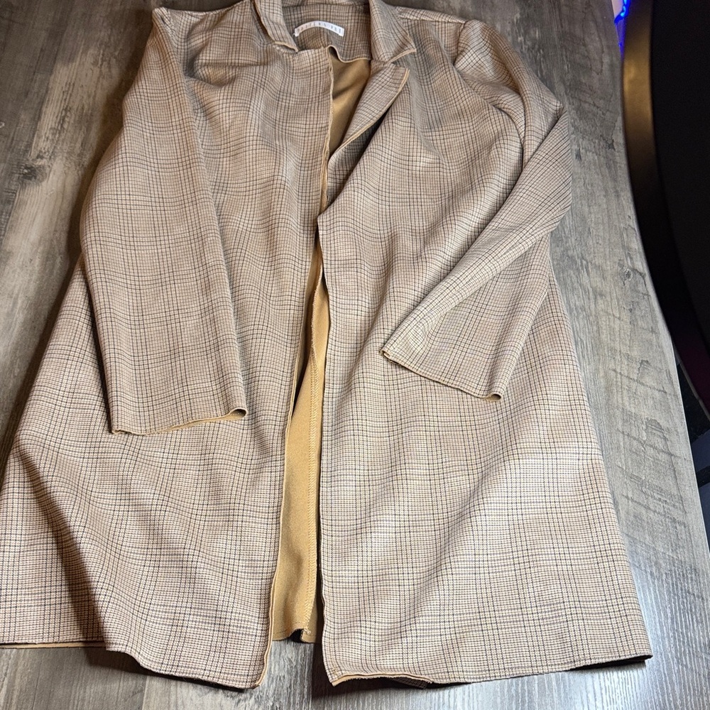 Potter's Pot Tan Plaid Long Cardigan